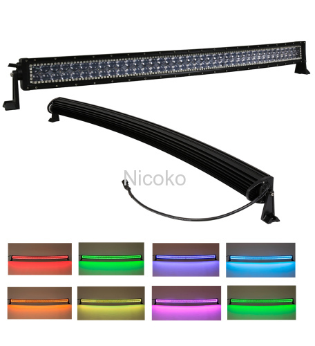 42inch 240w Curved Cree Led Bar with RGB halo Combo Beam Off Road Truck 4wd SUV ATV with Free Wiring Harness