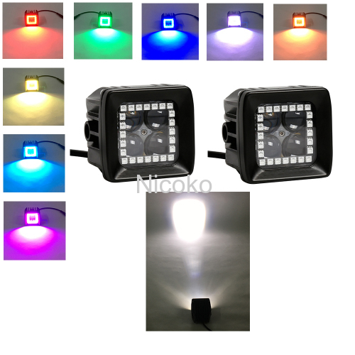 40watts High Power 4D Lens Cree led work light with RGB halo IP68 waterproof