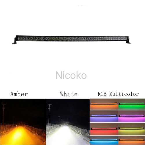 50" 288W Straight White Amber lights LED Lights with RGB halo Waterproof LED Light Bar Fog Light for Off-road Truck Car