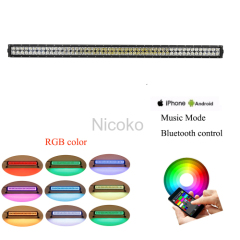 52" 300W Straight Flood Spot Combo Beam Light Bar Driving Light IP 68 Waterproof with RGB Halo ring Bluetooth controller