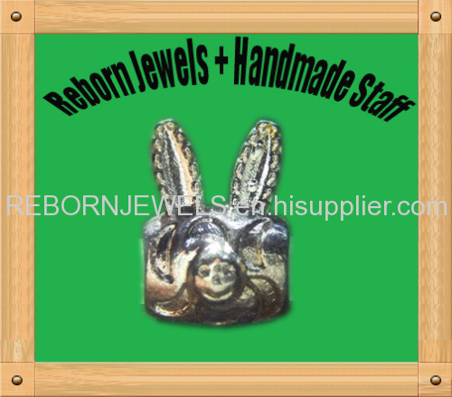 Silver bunny large hole bead f european style n all diy jewelry making
