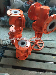 PTFE Lined wafer type butterfly valves with handle and ball valves