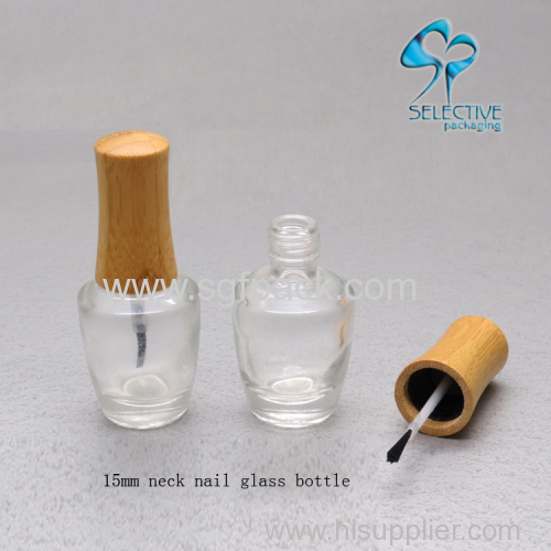 bamboo cap bottle 15ml glass bottle nail gel polish bottle