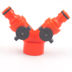 Plastic garden hose tap splitter with valve