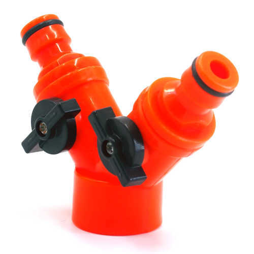 Plastic Garden Y Tap Coupling With double outlet and Valve