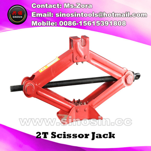 red vehicle positioning jacks for lifting with a handle