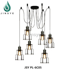 Hanging light cage shades multi head pendant light