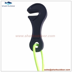 Plastic tent accessory rope clip