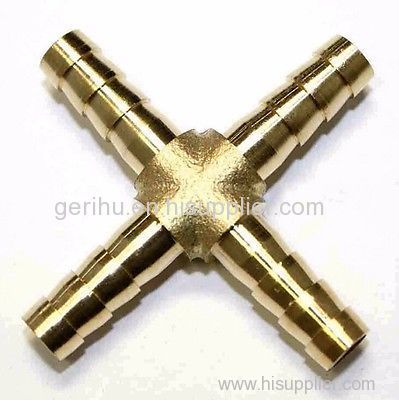 Brass Cross Hose Barb Connection