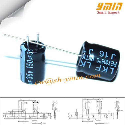 150uF 35V 8x11.5mm Low Resistance Capacitors LKF Series 105C 7000 ~ 10000 Hours Radial Aluminum Electrolytic Capacitors