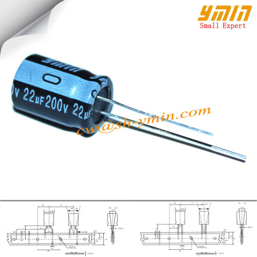 200V 22uF 10x14mm Capacitors LKF Series 105C 7000 ~ 10000 Hrs Radial Aluminum Electrolytic Capacitor for General Purpose