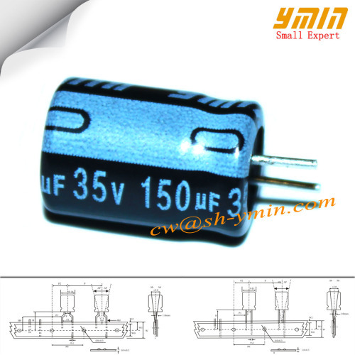 35V 150uF 8x11.5mm Shanghai Ymin Capacitors LKF Series 105C 7000 ~ 10000 Hours Radial Aluminum Electrolytic Capacitors