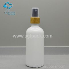 100ml white cosmetic essential olive oil glass bottle with sprayer top