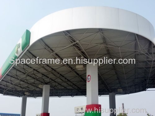 Prefab Long-Span Space frame steel roofing gas filling station