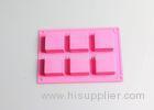 6 Cavity Square Rubbe Silicone Chocolate Molds Pink Color Diswasher Safe