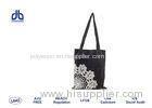 Black Cotton Shopping Bags 110g / M Reusable Cotton Bags With White Silk Print