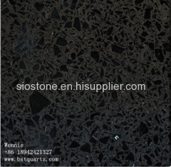 Black Mirror Quartz Stone Slab Fit for Kitchen Countertop