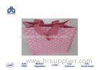 Pink Repeating Heart Polypropylene Shopping Bags Customized Handle For Advertising