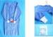 Waterproof Blue Medical Disposable Isolation Gown Breathable 48gsm