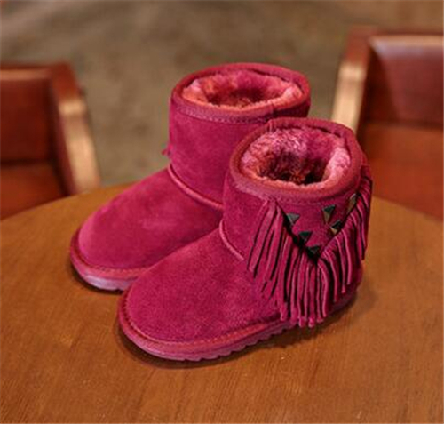 Kids studded suede boots with tassels