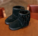 Kids studded suede boots with tassels
