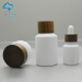 white coating inclined shoulder glass cosmetic packaging lotion bottle and cream jar series with ash wood screw lids