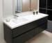 White Custom Living Room Furniture Modern Double Sink Vanity Cabinet Matt Lacquer