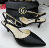 Dark Color Snake Pattern Women Shoes with Matching Purse