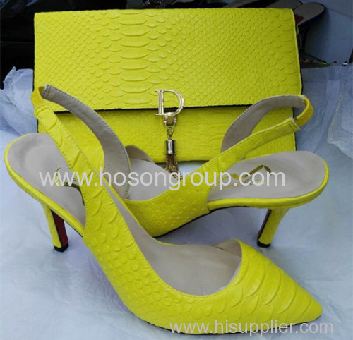 Yellow Color Sling Back Sandals and Purse