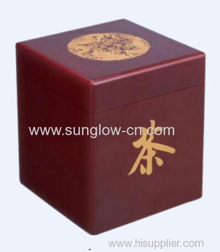 Tea Packing Wooden Box with Gold color