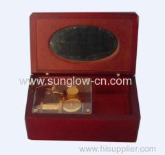 Red Wooden Packing Box With Glass Mirrow Inside