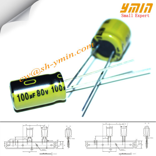 100uF 80V 10x9mm Low Impedance Capacitors LKM Series 105C 7000 ~ 10000 Hours Radial Aluminum Electrolytic Capacitor RoHS