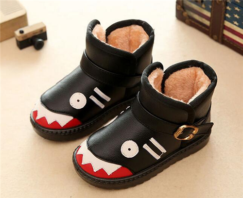 Kids cute monster print buckle boots