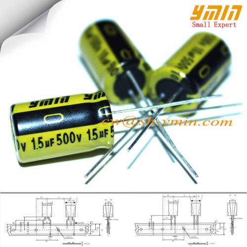 1.5uF 500V 6.3x9mm High Power Capacitor LKM Series 105C 7000 ~ 10000 Hours Radial Aluminum Electrolytic Capacitor RoHS