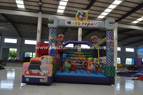 Fantastic design auto repair inflatable combo for kids