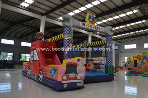 Fantastic design auto repair inflatable combo for kids