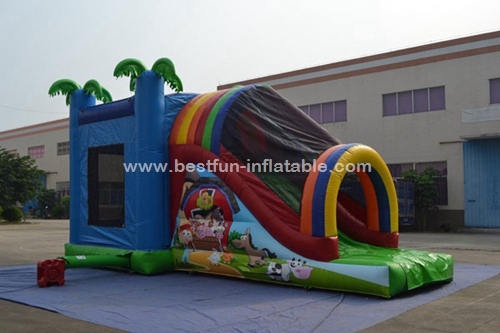 Inflatable farm combo with slide