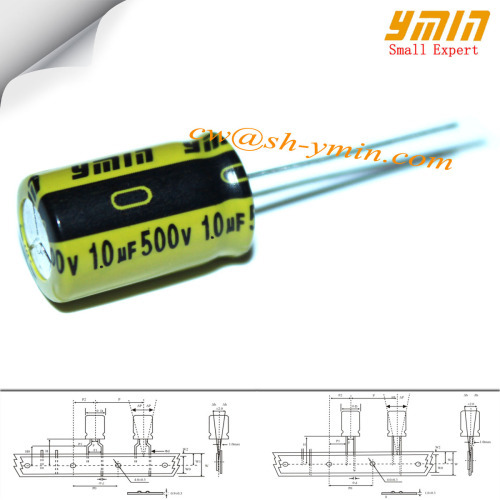 500V 1.0uF 6.3x9mm High Volts Capacitor LKM Series 105C 7000 ~ 10000 Hours Radial Aluminum Electrolytic Capacitor RoHS