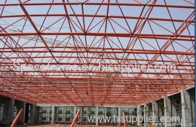 Steel space frame building roof grid structure