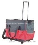 black and red trolley suitcase