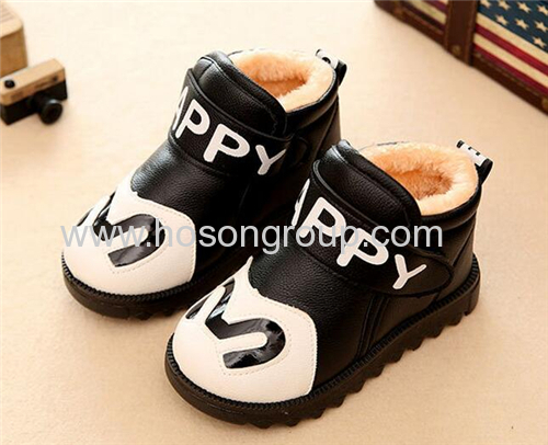 Winter PU leather velcro children shoes