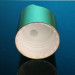 Shiny gold plastic bottle cap closure with aluminium collar