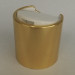 Shiny gold plastic bottle cap closure with aluminium collar