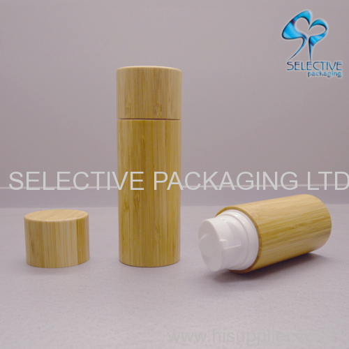 Plastic Airless Bottle Bamboo wooden Packaging Lotion Container