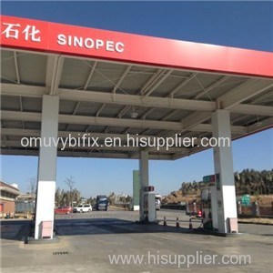 Steel Auto Gas Service Station With Canopy And Floor Design
