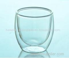 Wholesale Handmade Double Wall Iced Clear Glass Wine Cup