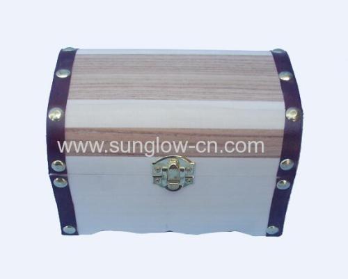 Wooden Box With Black Metal Ring Decoration