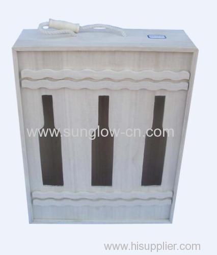Wooden Packing Box With 3 Bottles Window