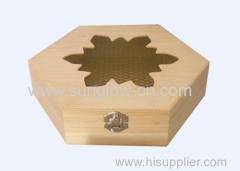 Wooden Gift Box With Green Mesh Inside