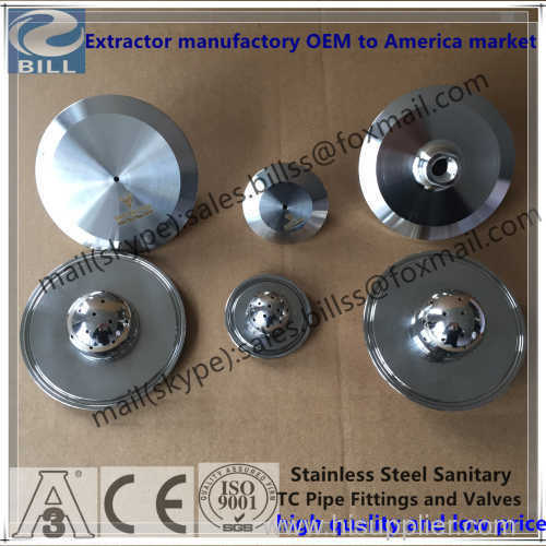 Sanitary Stainless Steel Tri Clamps Customs Cap Lid with female npt and spray ball